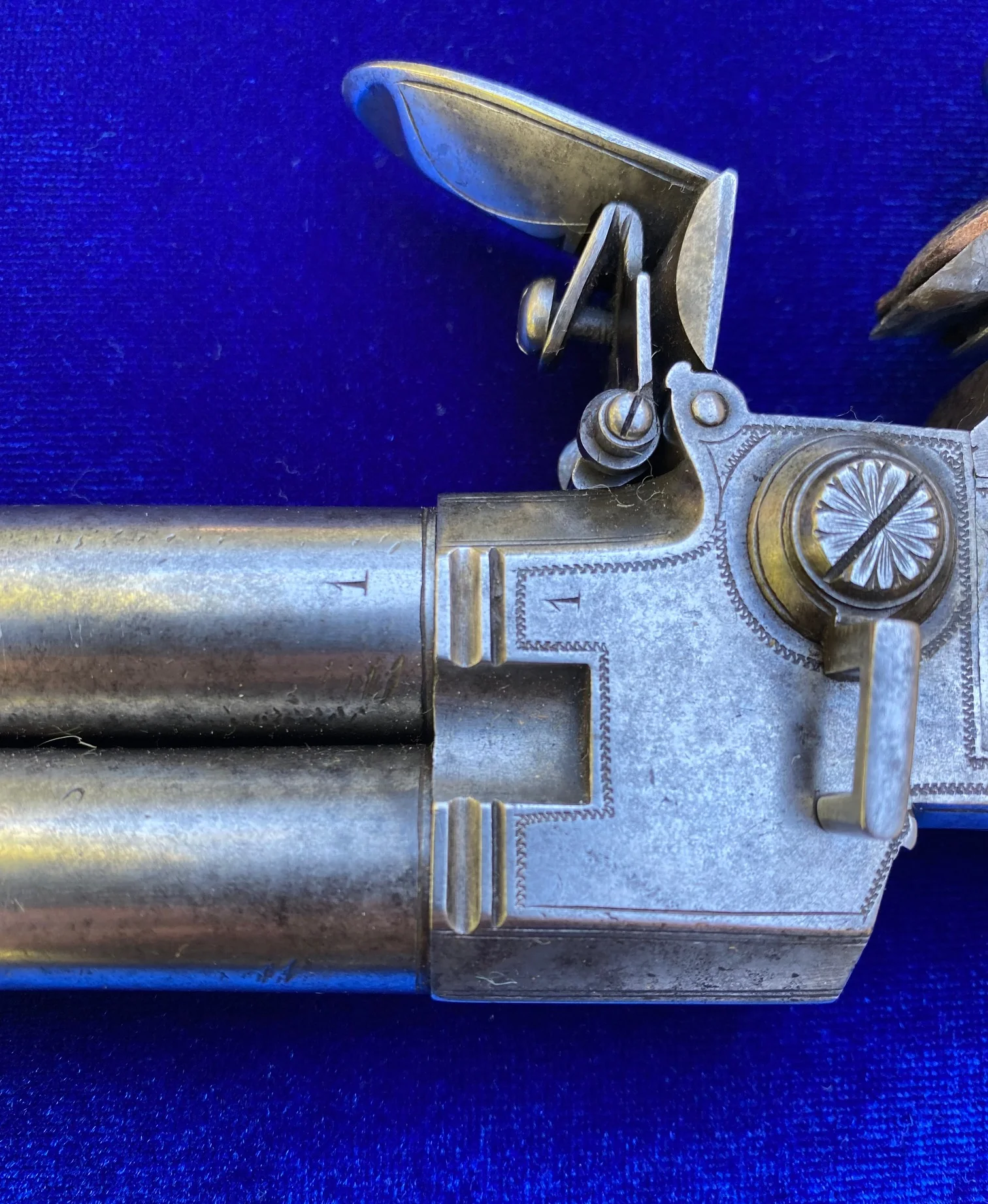 A Fantastic Cased Pair of English Silver Mounted Over & Under Double Barrel Tap-Action Box-Lock Flintlock Pistols by NICHOLSON, LONDON - Image 8