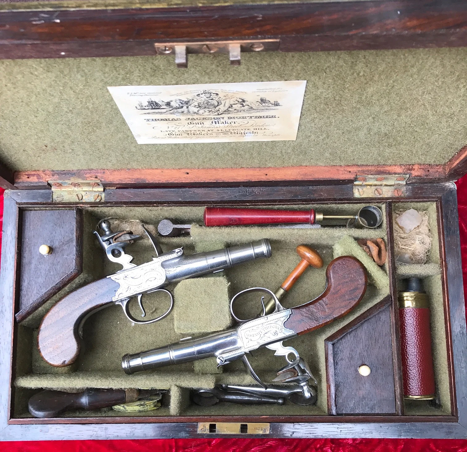 Wonderful Cased Pair of English Flintlock Box-Lock Pistol by HEYLIN, LONDON - Image 4