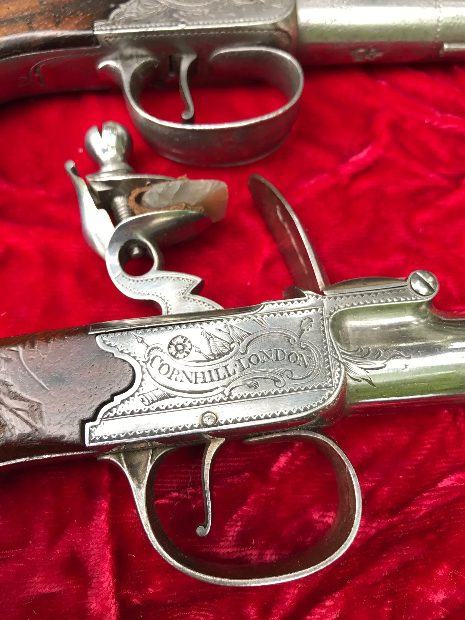 Wonderful Cased Pair of English Flintlock Box-Lock Pistol by HEYLIN, LONDON - Image 9