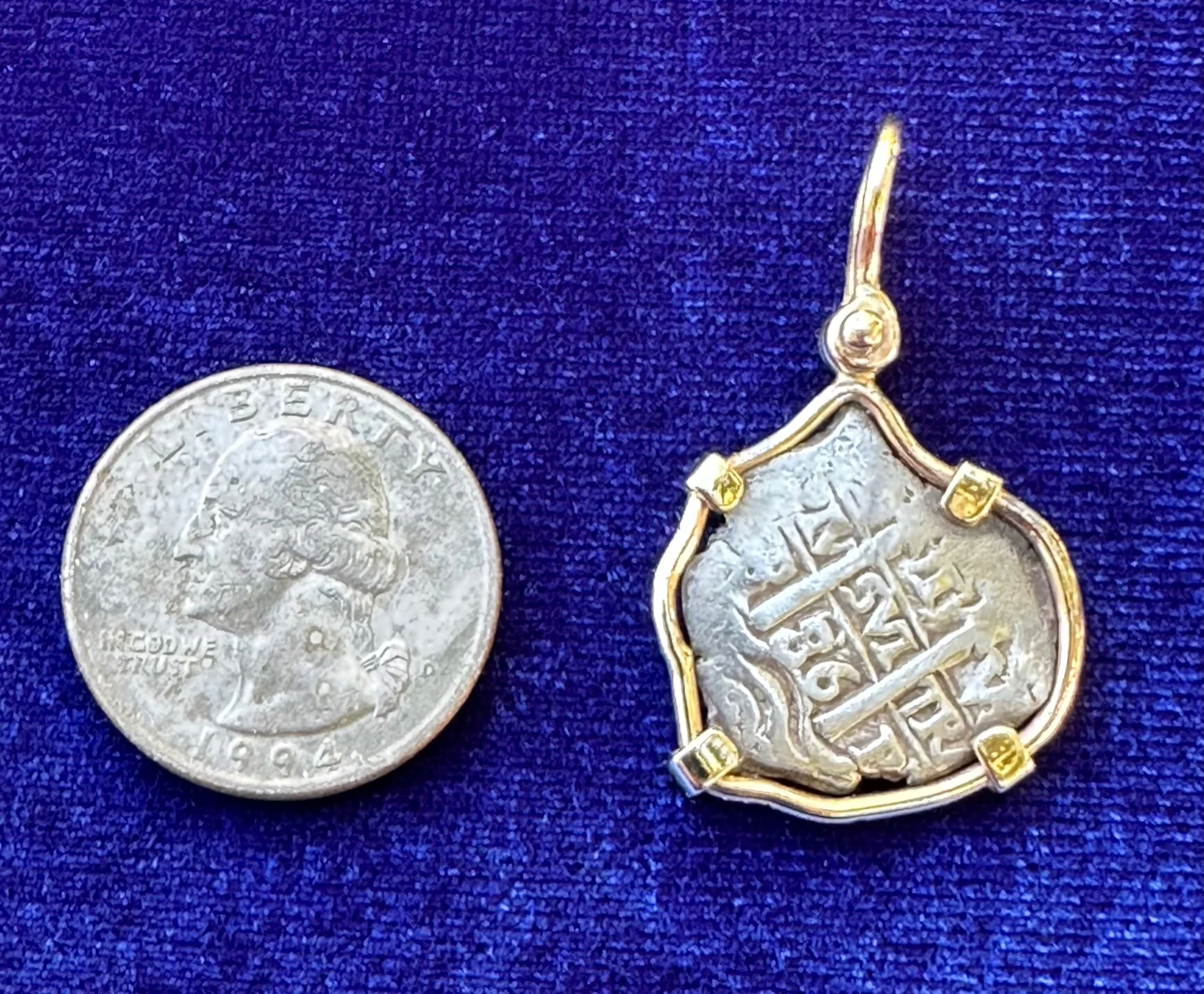 PIRATE TREASURE !!! Silver 1 Real COB set in an 14k. Gold Bezel - Image 3