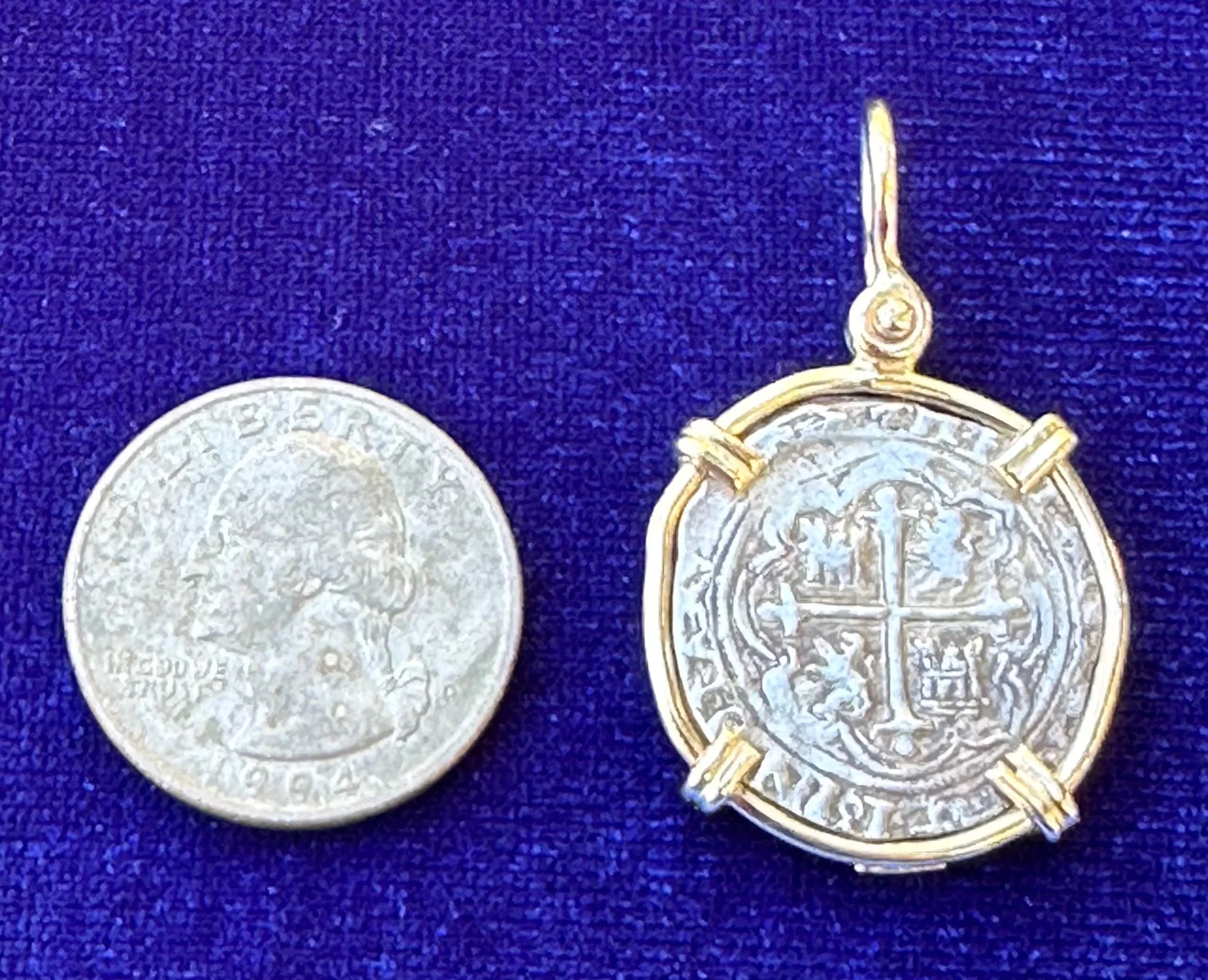 PIRATE TREASURE !!! Silver 1 Real COB set in an 14k. Gold Bezel - Image 3