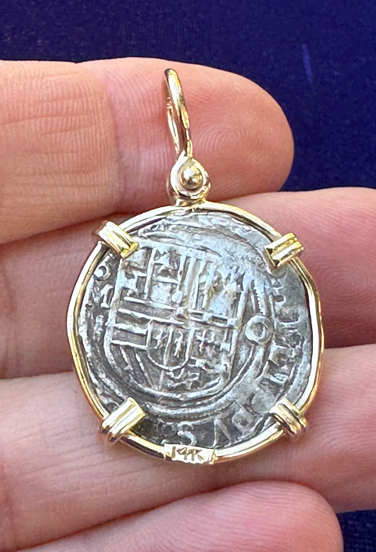 PIRATE TREASURE !!! Silver 1 Real COB set in an 14k. Gold Bezel - Image 8