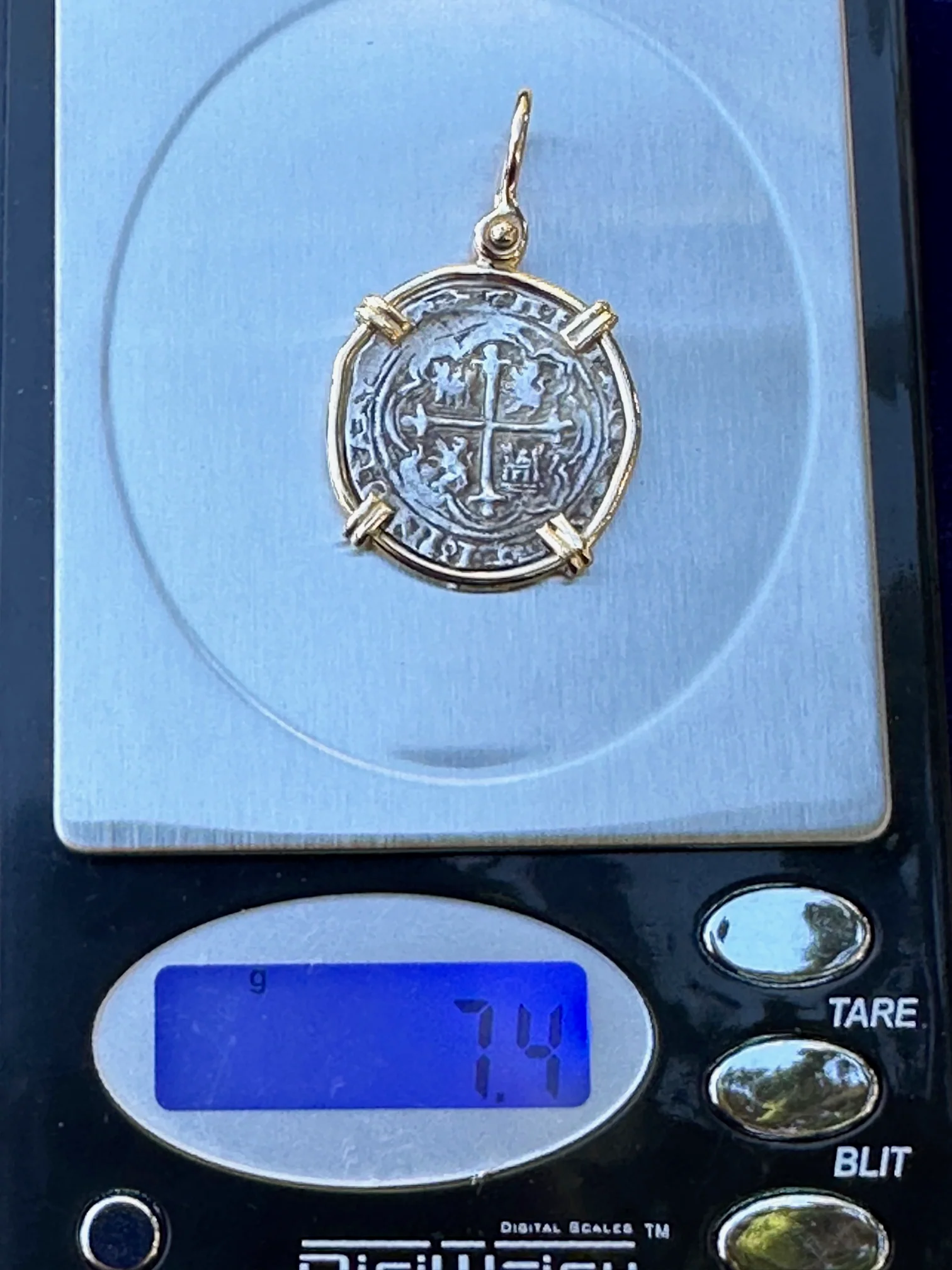 PIRATE TREASURE !!! Silver 1 Real COB set in an 14k. Gold Bezel - Image 9