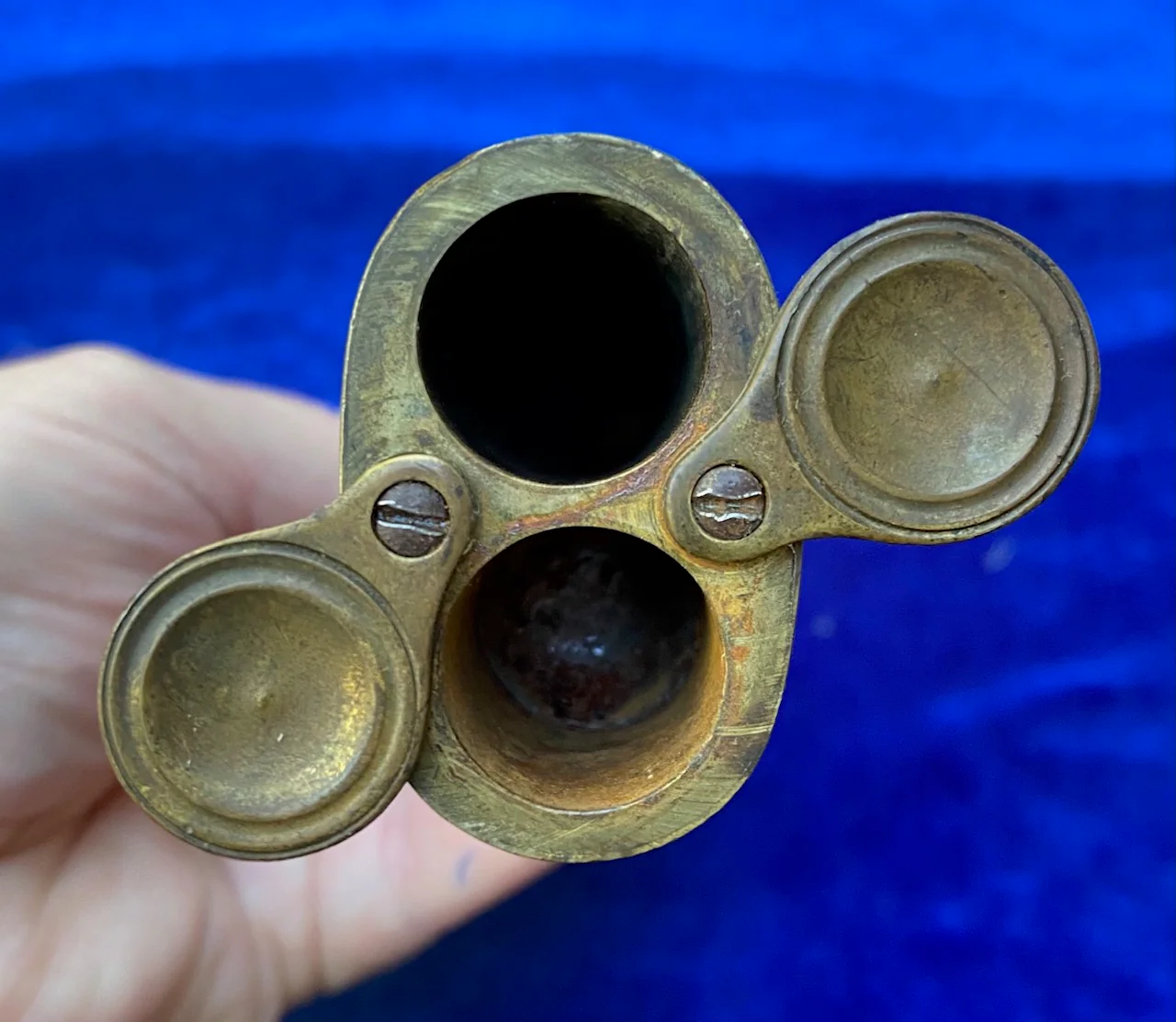 A Scarce Pistol Size 3-Way Powder Flask - Image 6