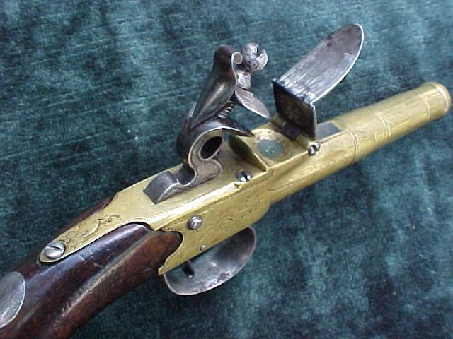 English Box-lock Flint Pistol w/Silver Butt Cap by; WATERS, LONDON - Image 4