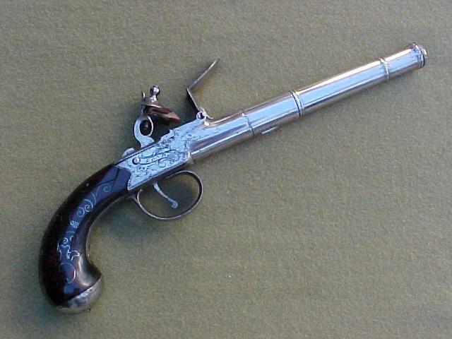 English Boxlock Flint Pistol w/Silver Inlay, BOND, LONDON, #332 Firearms - Image 5