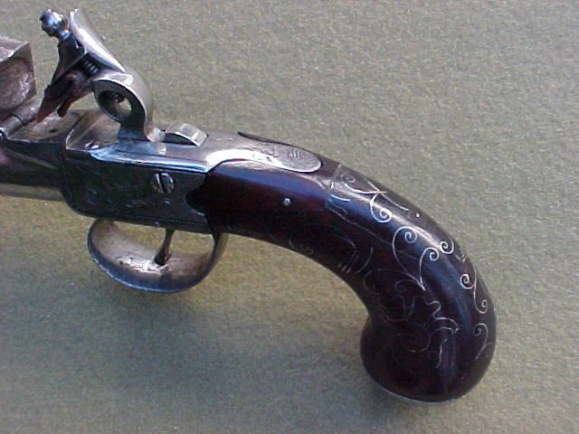 English Boxlock Flint Pistol w/Silver Inlay, BOND, LONDON, #332 Firearms - Image 8