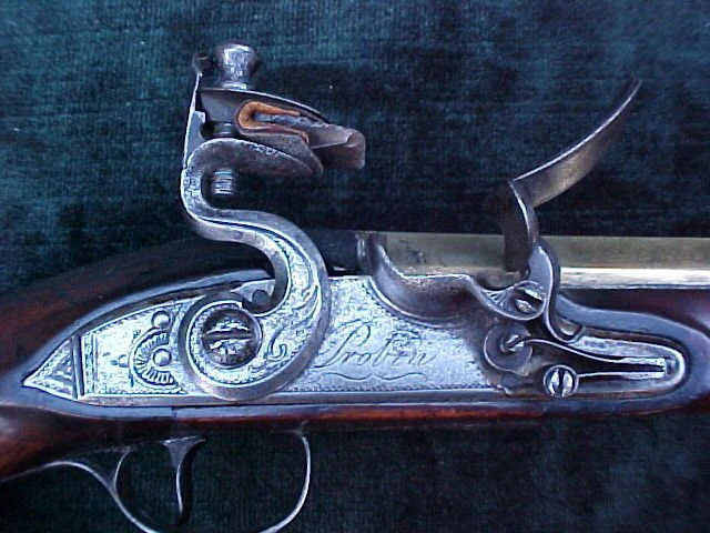 English Cased (PAIR) of Georgian Silver Mounted Brass Barrel Flintlock Holster Pistols By, PROBIN, London, #1538 Firearms - Image 18