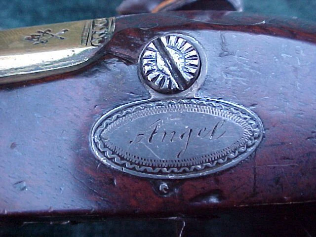 English Cased (PAIR) of Georgian Silver Mounted Brass Barrel Flintlock Holster Pistols By, PROBIN, London, #1538 Firearms - Image 24