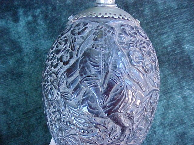 European 17th Century Engraved/High Relief Carved Coconut Powder Flask, #2673 - Image 3