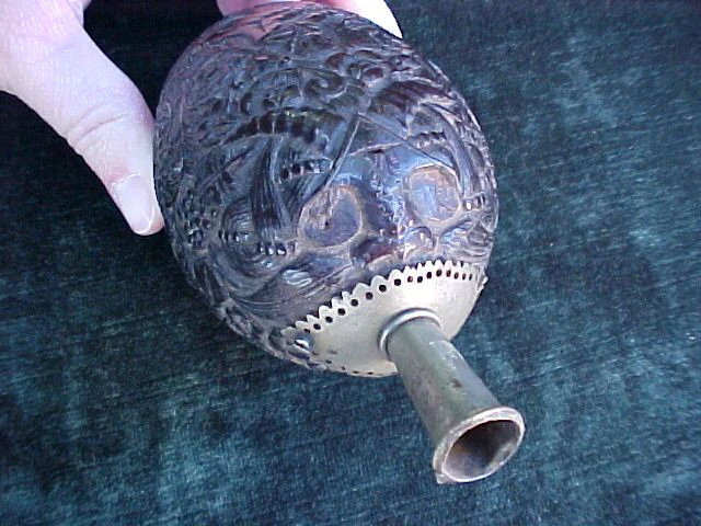 European 17th Century Engraved/High Relief Carved Coconut Powder Flask, #2673 - Image 6