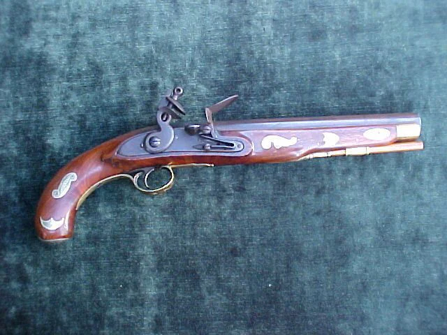 Fantastic American Kentucky Flintlock Pistol w/Engraved Silver Inlays, #1967 Firearms - Image 3