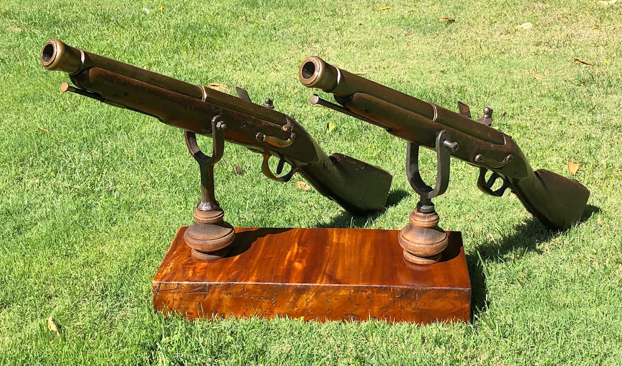 A Remarkably RARE (PAIR) of American Revolutionary War Period Massive French Naval Bronze/Brass Flintlock Swivel Cannons (ESPINGOLE) - Image 25