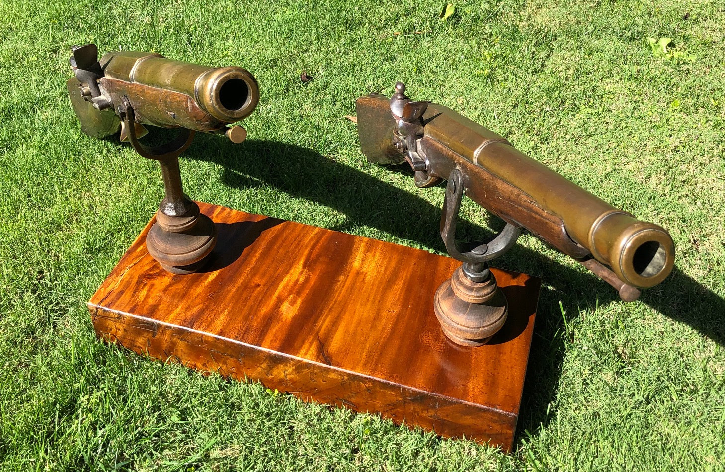 A Remarkably RARE (PAIR) of American Revolutionary War Period Massive French Naval Bronze/Brass Flintlock Swivel Cannons (ESPINGOLE) - Image 28