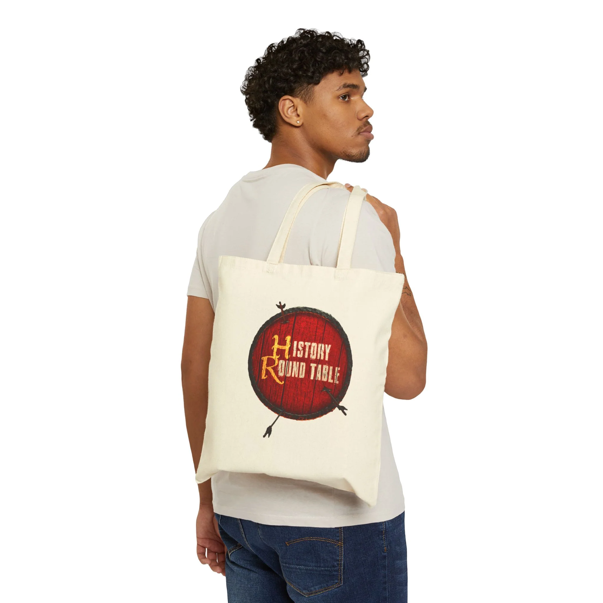 History Round Table Cotton Canvas Tote Bag - Eco-Friendly Shopping Bag - Image 4