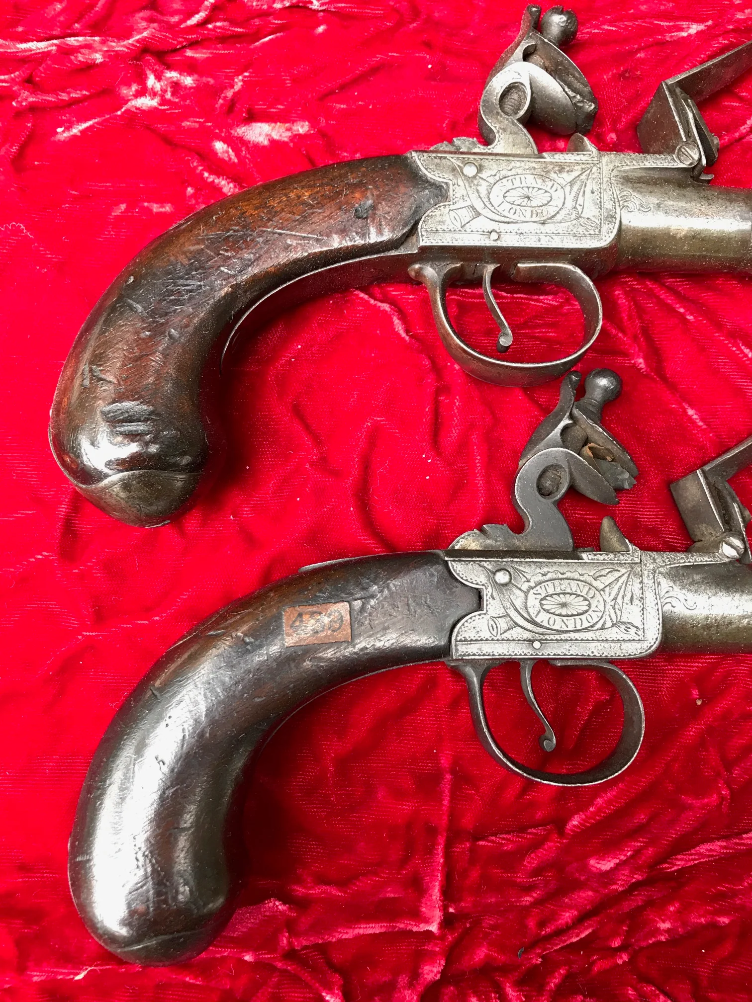 (PAIR) of English Box-Lock Flint Pistols by, RICHARDS, STRAND, LONDON, #3090 Firearms - Image 18