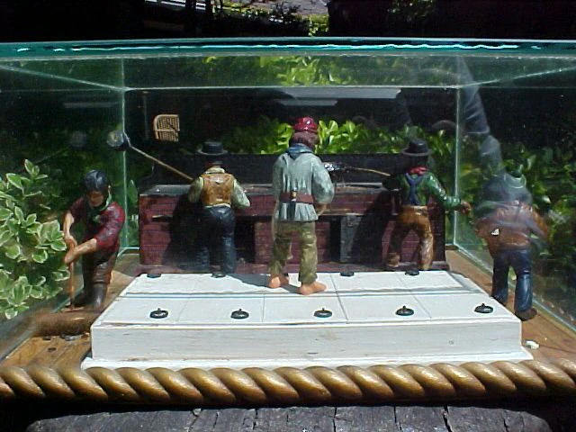 Small Hand Carved Wood Diorama of a Whaling Ship's Blubber Stove W/ Crew, #932 Nautical Antiques - Image 3