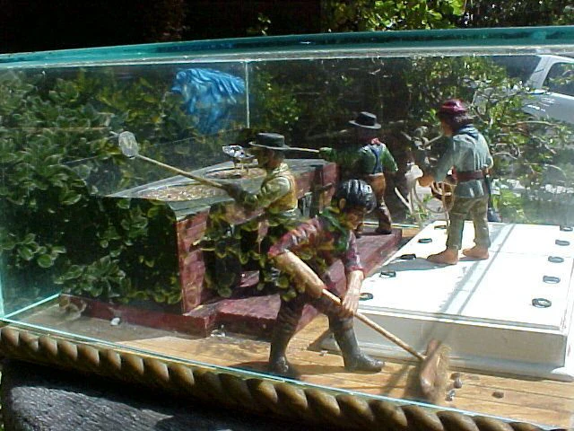 Small Hand Carved Wood Diorama of a Whaling Ship's Blubber Stove W/ Crew, #932 Nautical Antiques - Image 4