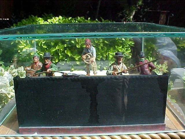 Small Hand Carved Wood Diorama of a Whaling Ship's Blubber Stove W/ Crew, #932 Nautical Antiques - Image 5